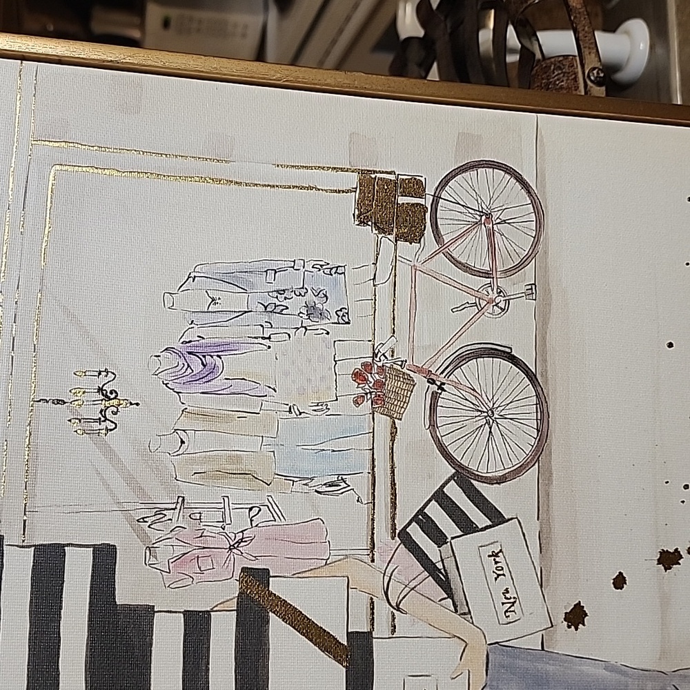 Chic London Shopping Art Print with Gold Accents - Picture 4 of 6